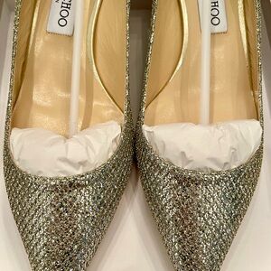 Jimmy Choo Sparkling Champagne 2.4” Heels NWT Size 39.5